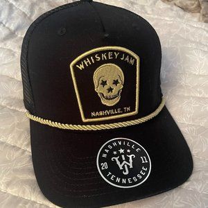 Whiskey Jam Nashville Hat Tombstone Skull with Gold Rope